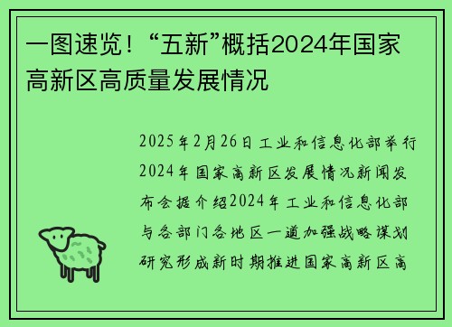 一图速览！“五新”概括2024年国家高新区高质量发展情况