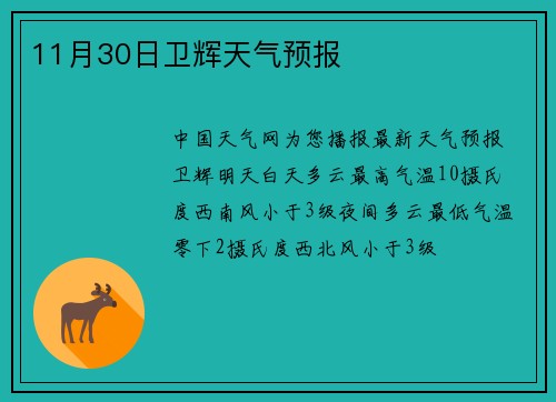 11月30日卫辉天气预报
