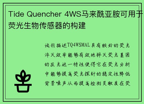 Tide Quencher 4WS马来酰亚胺可用于荧光生物传感器的构建